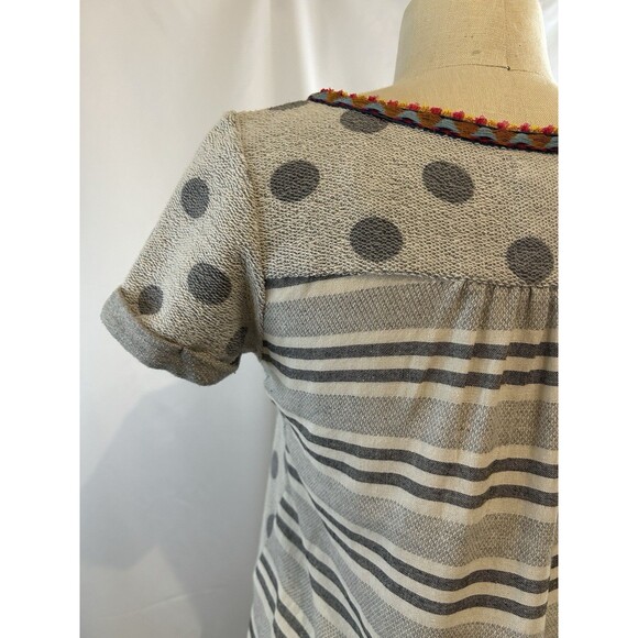 Anthro Akemi + Kim Grey Polka Dot Striped Short Sleeve Size XS - Picture 6 of 12